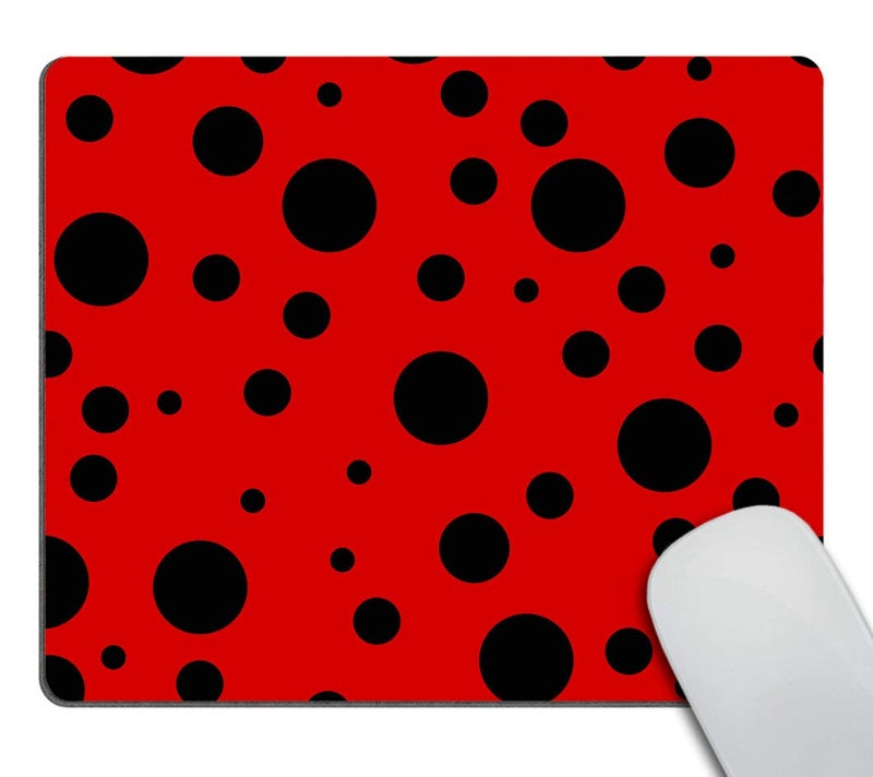 Smooffly Ladybug Mouse pad Cuscom, Red Black Dot Pattern Background Personality Desings Gaming Mousepad 9.5 X 7.9 Inch (240mmX200mmX3mm) - Image 1